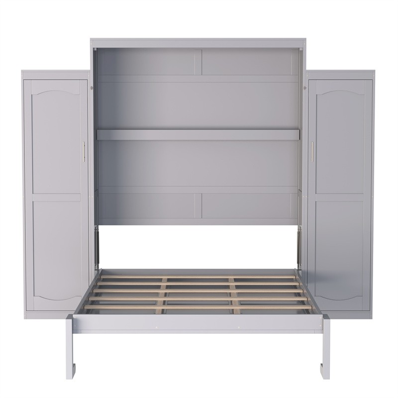 Queen Size Murphy Wall Bed with 2 Wardrobe &Storage Shelf for Guest-Room Bedroom gallery