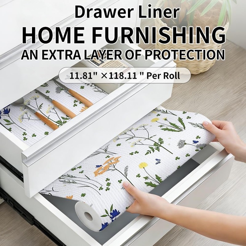Shelf & Drawer Liner Kitchen Cabinet,Non-Adhesive Non-Slip Cabinet Liner gallery