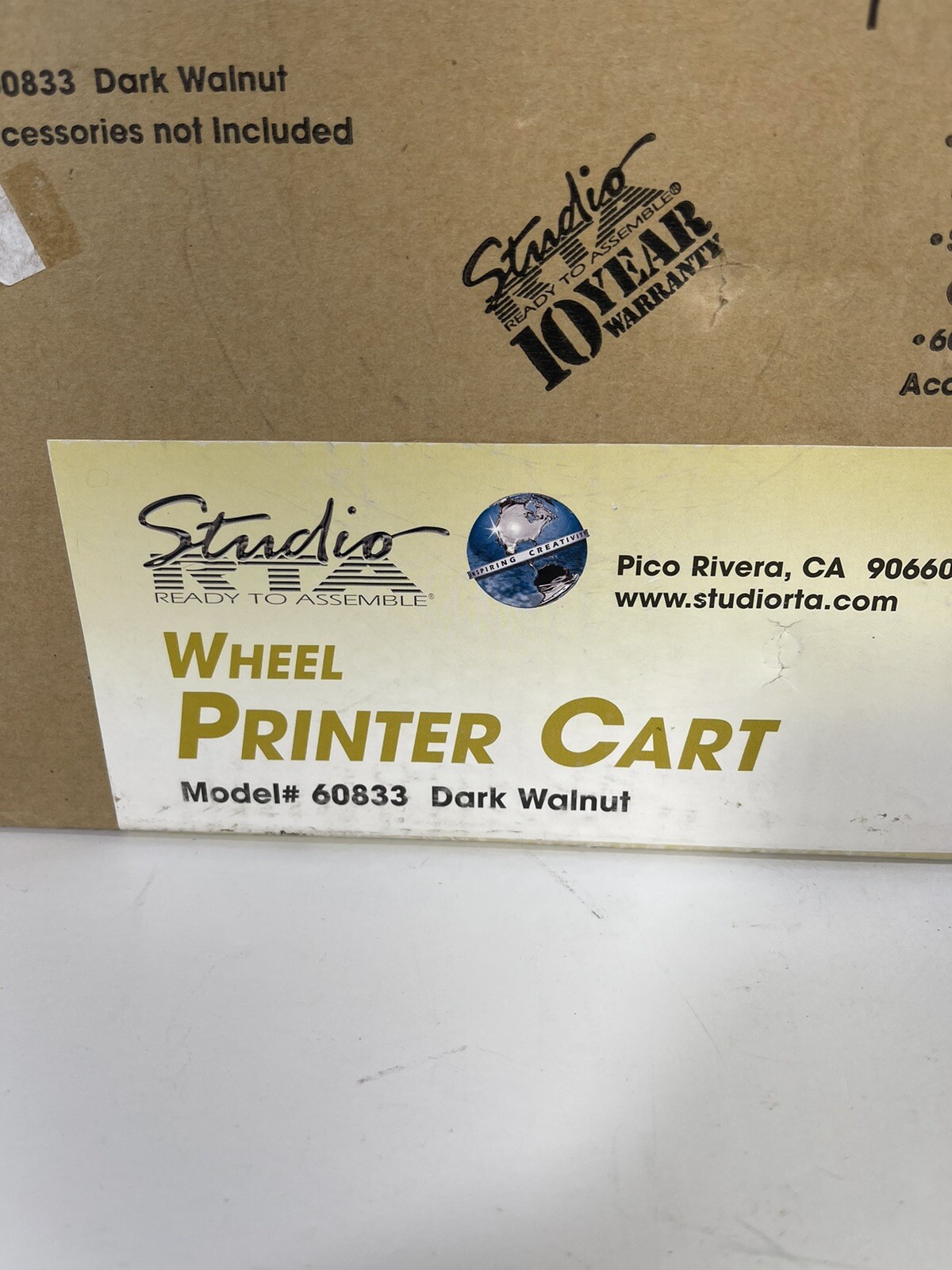 Wheel Printer Cart Real Wood Dark Walnut Stand Rolling Fax Cart 2 Tier Shelf NEW gallery