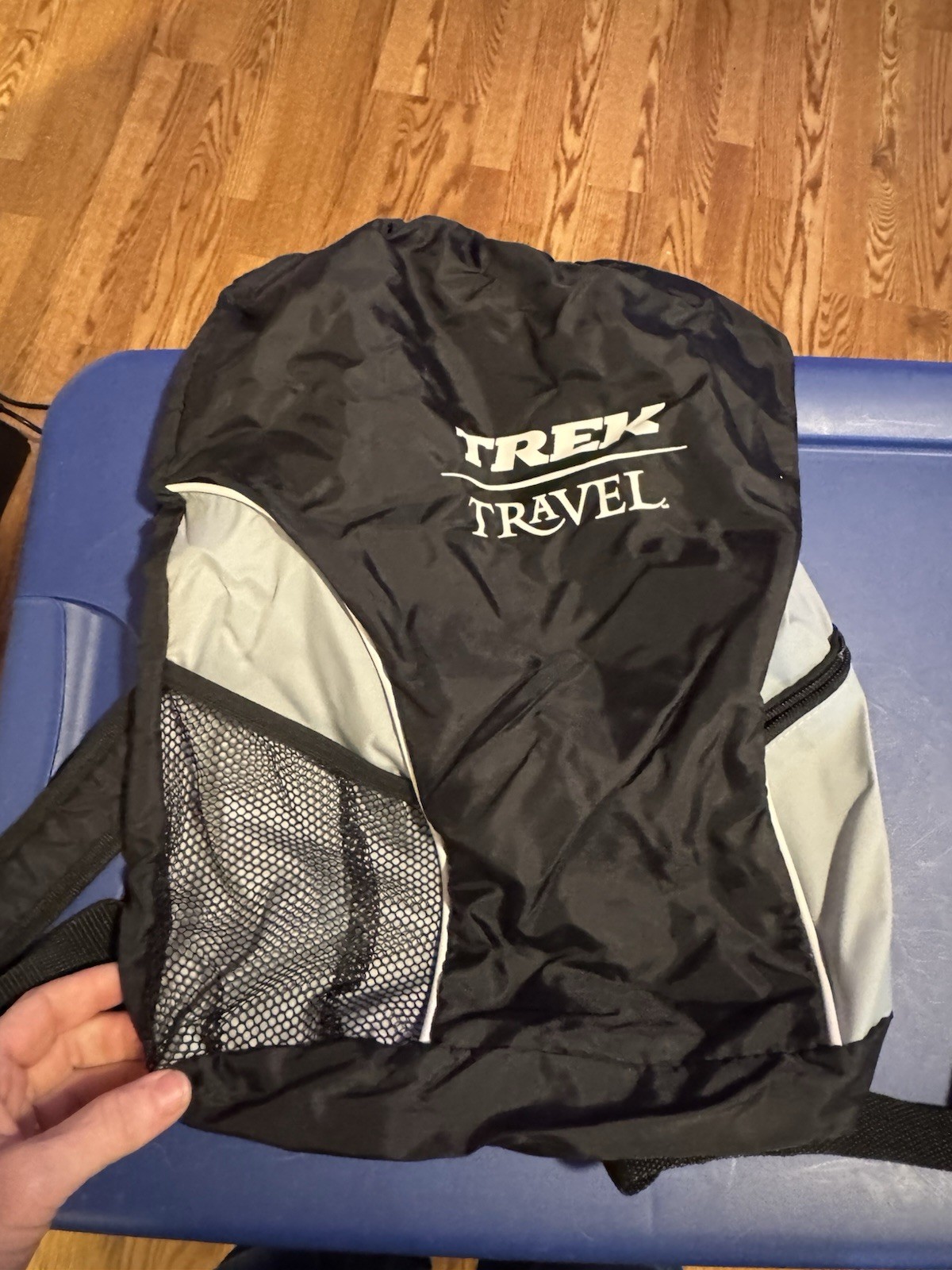 Trek Travel Hiking Backpack Black Gray Lightweight Day Pack Drawstring Clean