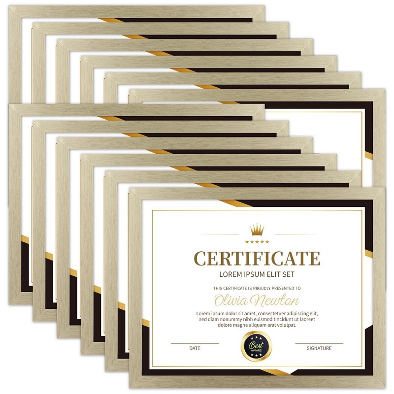 Certificate Frames Document frames 8.5x11 for Wall Or Tabletop , Set of 12 Gold gallery