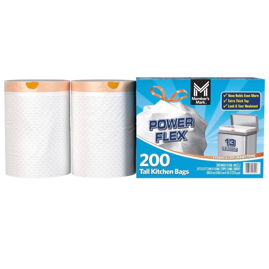 Member’s Mark Power Flex Tall Kitchen Trash Bags 13 Gal Unscented gallery