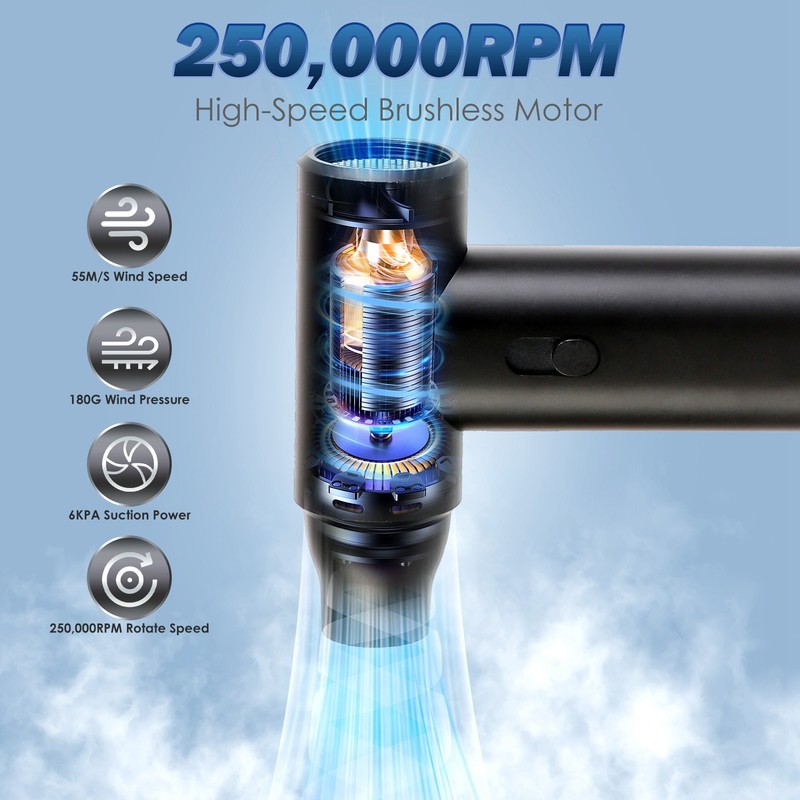 1Set Compressed Air Duster Brushless Motor 250000RPM Stepless Variable Speed 1Wm gallery