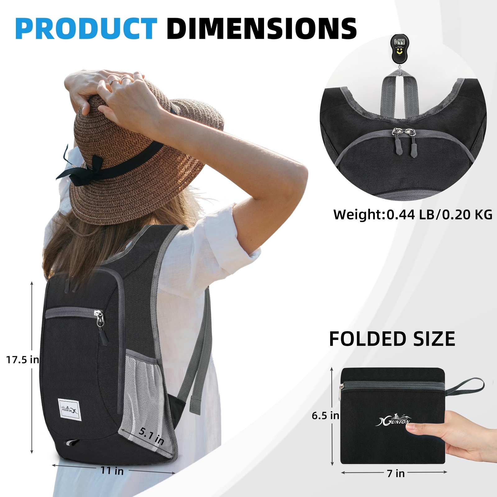 Small Travel Backpack 10L Lightweight Foldable Packable Camping Black 2