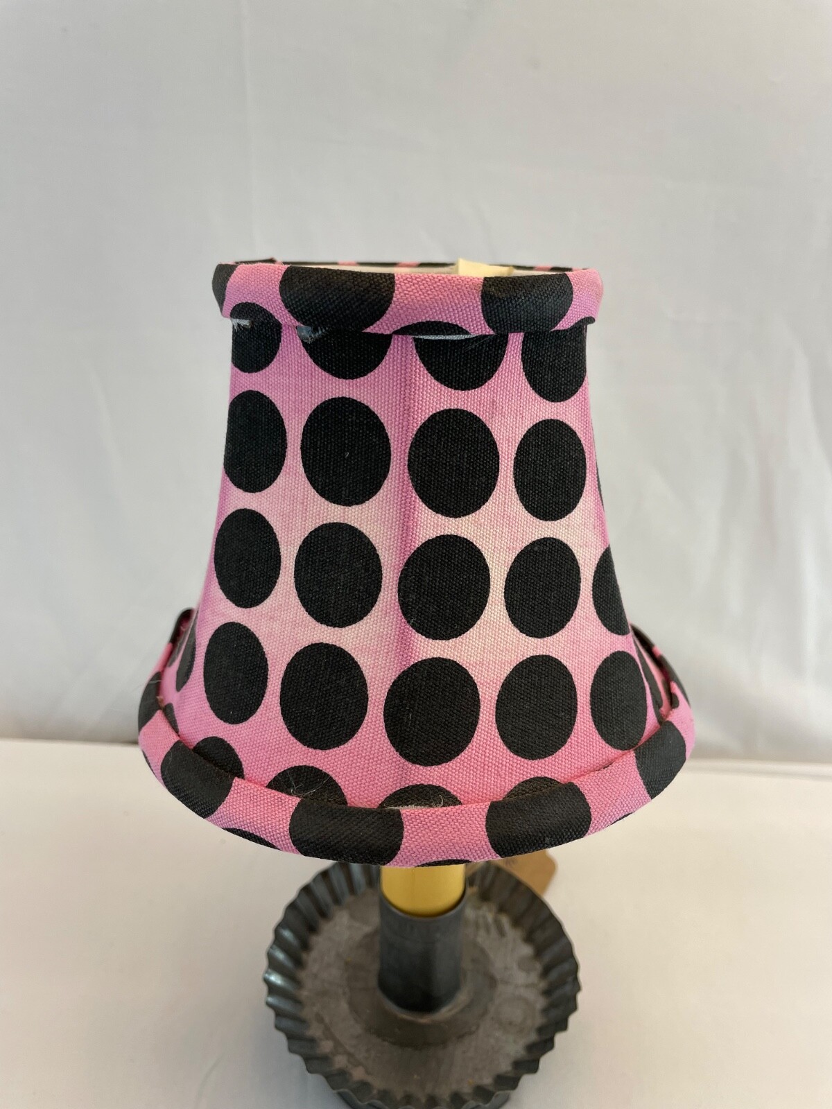 Pink & Black Polka Dot Print Clip On Lamp Shade 4" Tall gallery