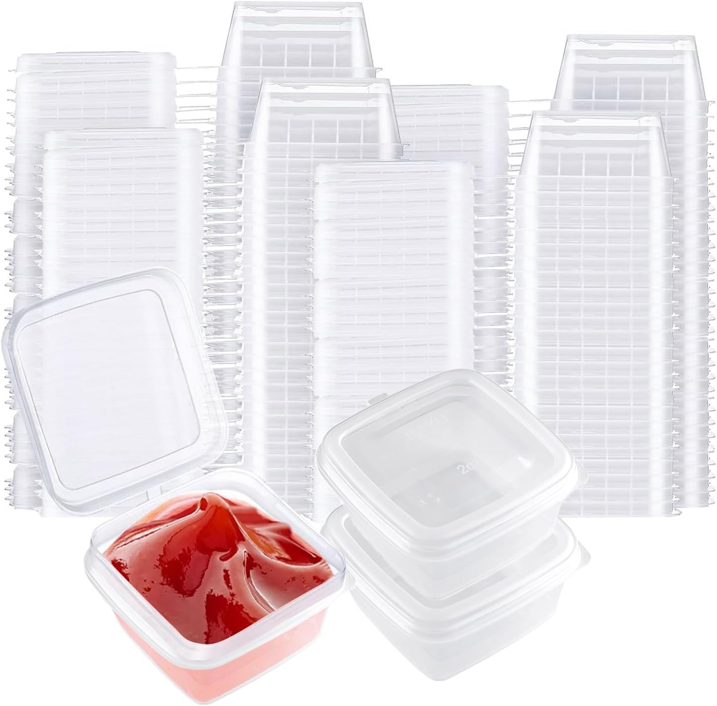 Square-shaped Disposable Sauce Cup Set - All-in-One Design with 4 Size Options, gallery