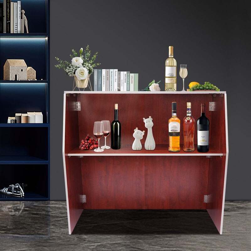 Foldable Bar Portable Freestanding Event Bar Portable Bar Cabinet Rectangular US gallery