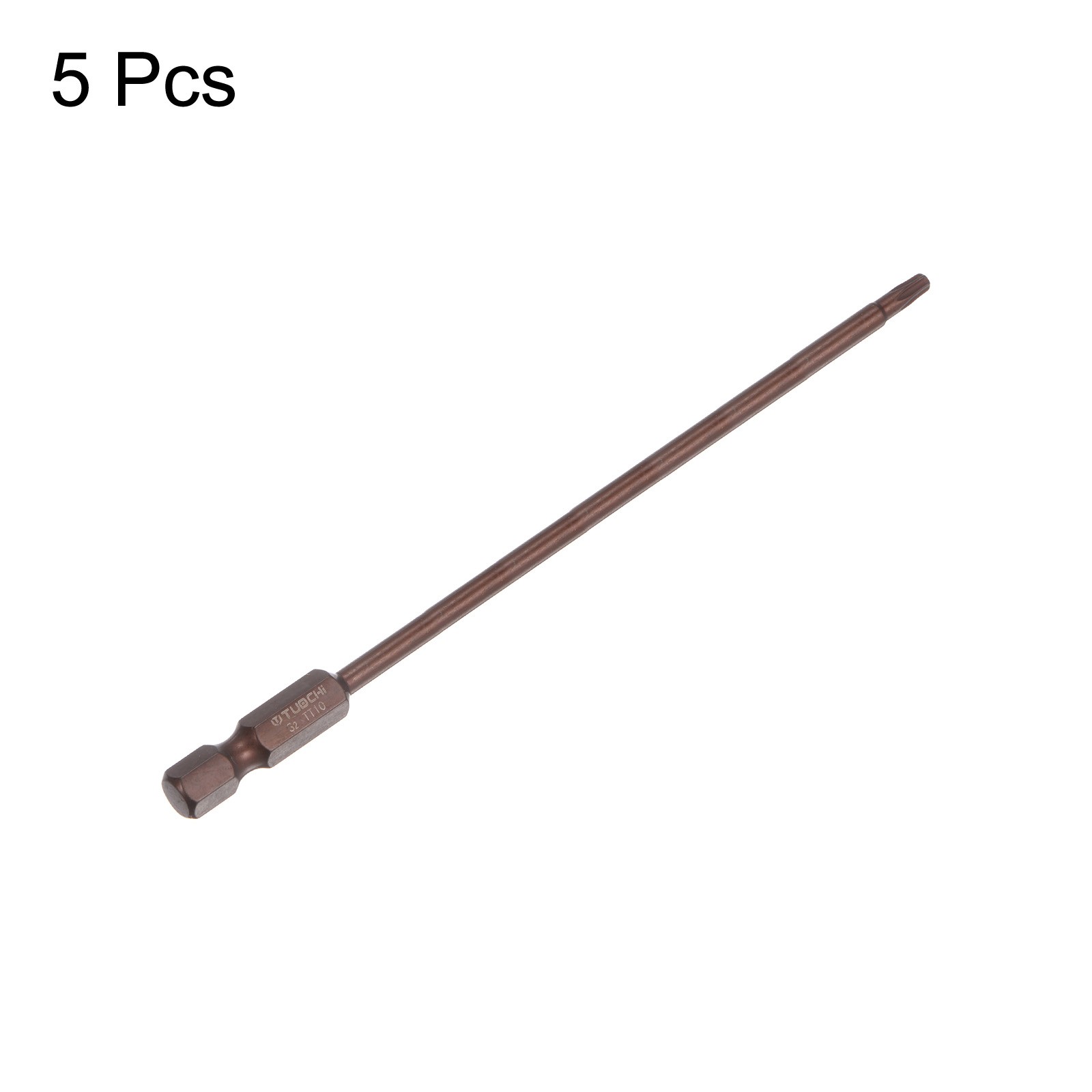 5pcs T10 Magnetic Security Torx Screwdriver Bit 1/4" Hex Shank 6" Length Red gallery