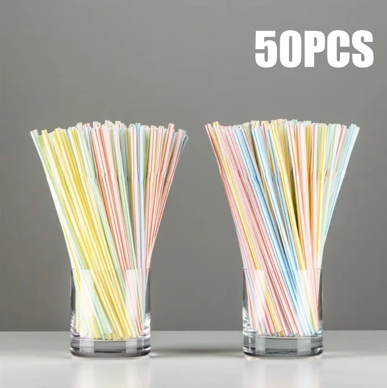 50-1000Pcs Drinking Straw Multicolor Flexible Plastic Bendy Straws Milk Tea Bar