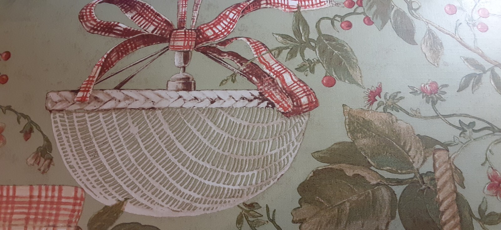Beacon House Wallpaper Border Unpasted Baskets Flowerpots Cherry Trees 5 yds gallery