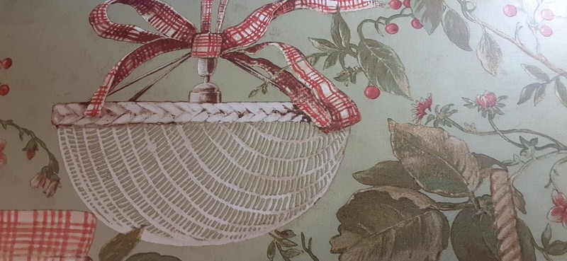Beacon House Wallpaper Border Unpasted Baskets Flowerpots Cherry Trees 5 yds gallery
