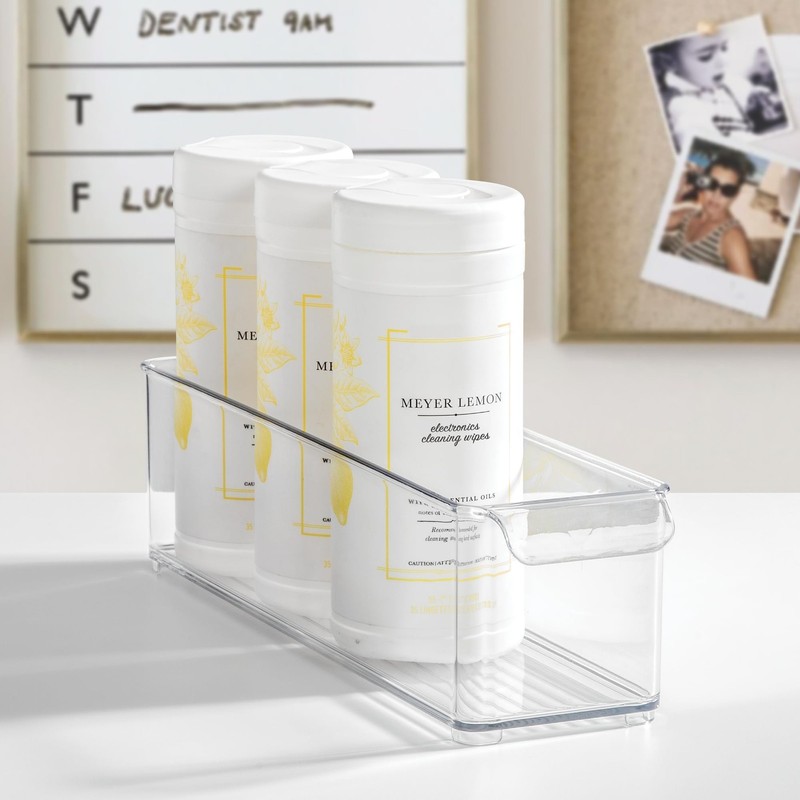 iDesign Stackable Fridge Storage Bin with Handle - 14.5" x 4" x 4", Clear gallery