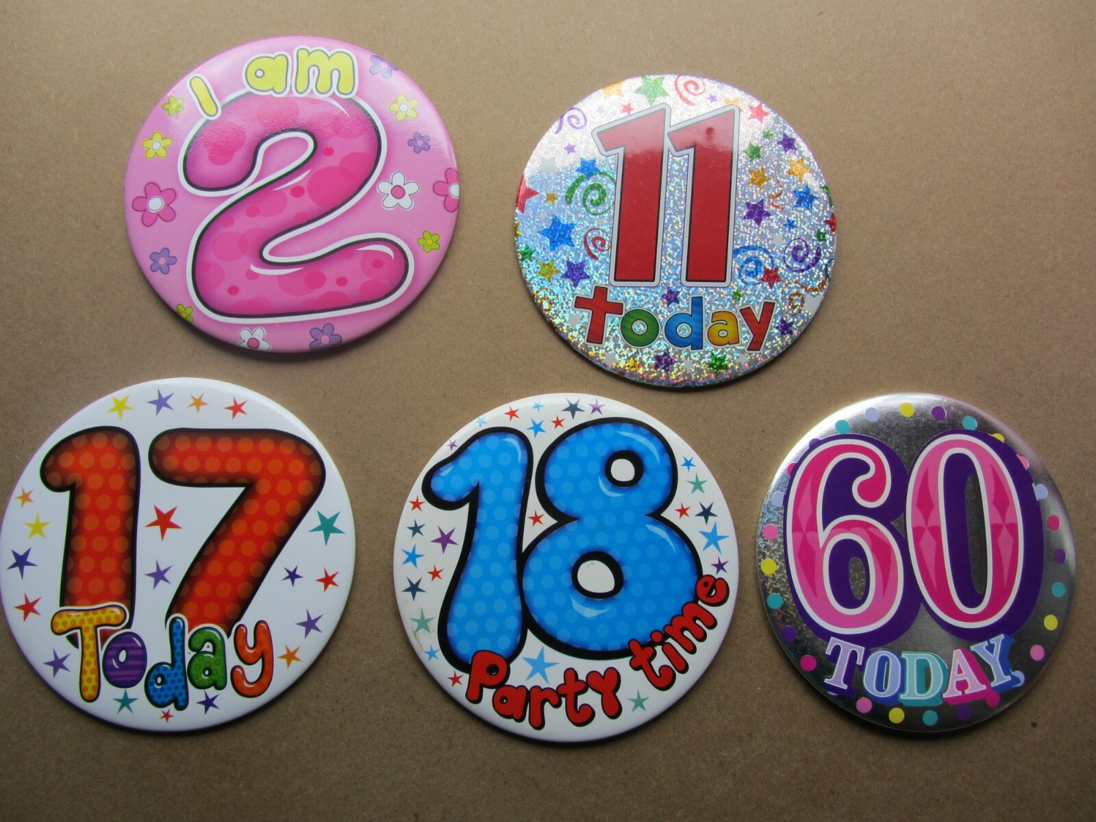 Birthday Badges. Multiple Ages. Multiple sizes. Select one badge. gallery