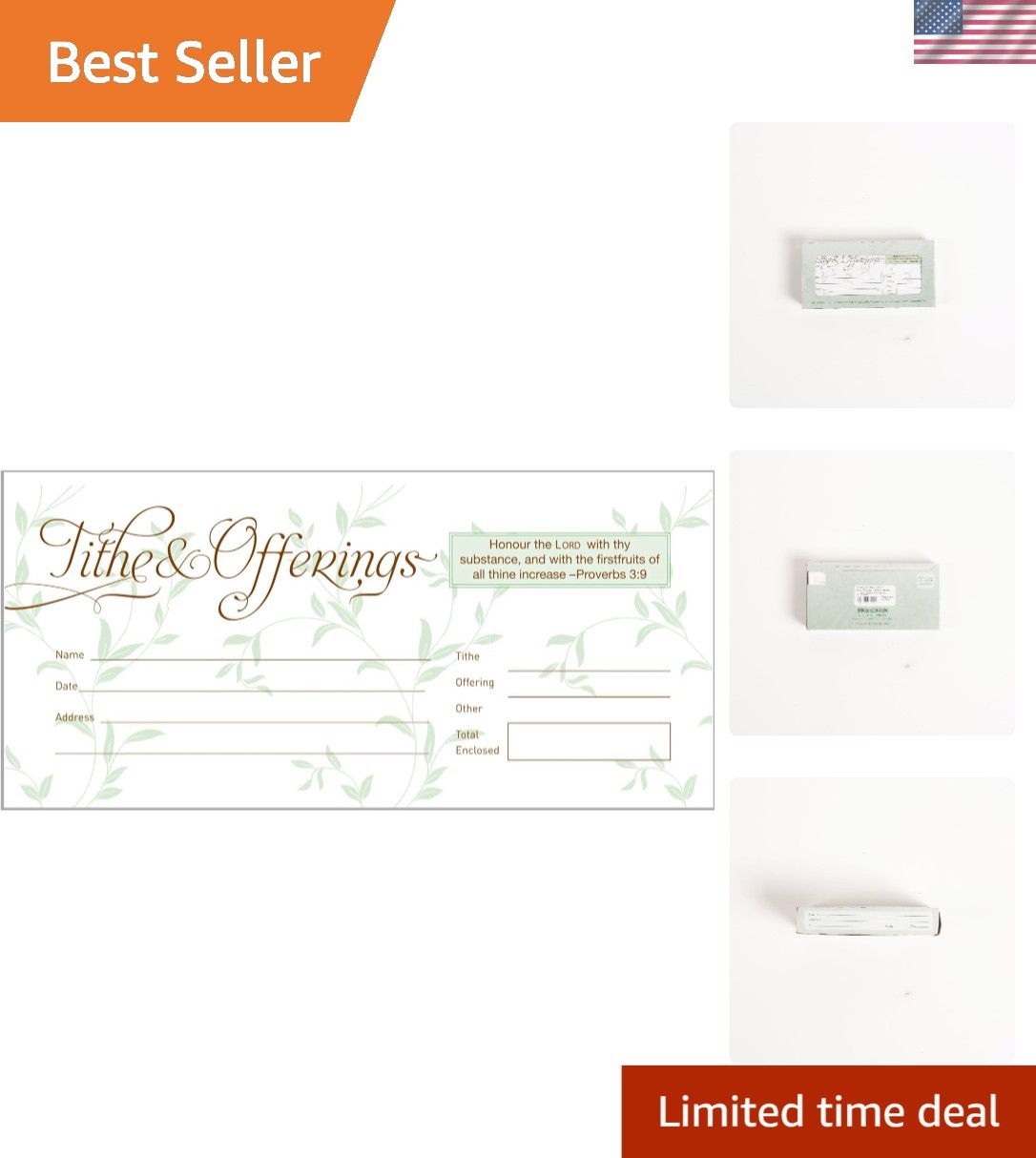 White Offering Envelopes for Tithes – 52 Count with Inspirational Proverbs gallery