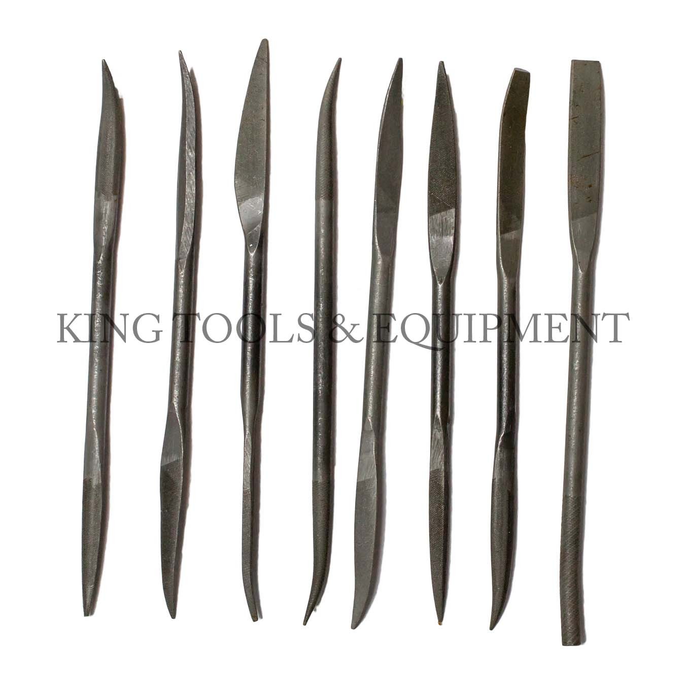 New KING 8pc Assorted Second Cut RIFFLER FILES, American Double Cut, Double End gallery