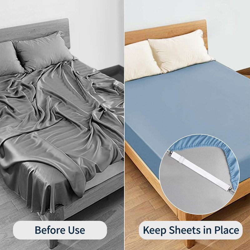 Bed Sheet Straps, Adjustable Elastic Fitted Sheet Holders Straps to Stay in Pla gallery