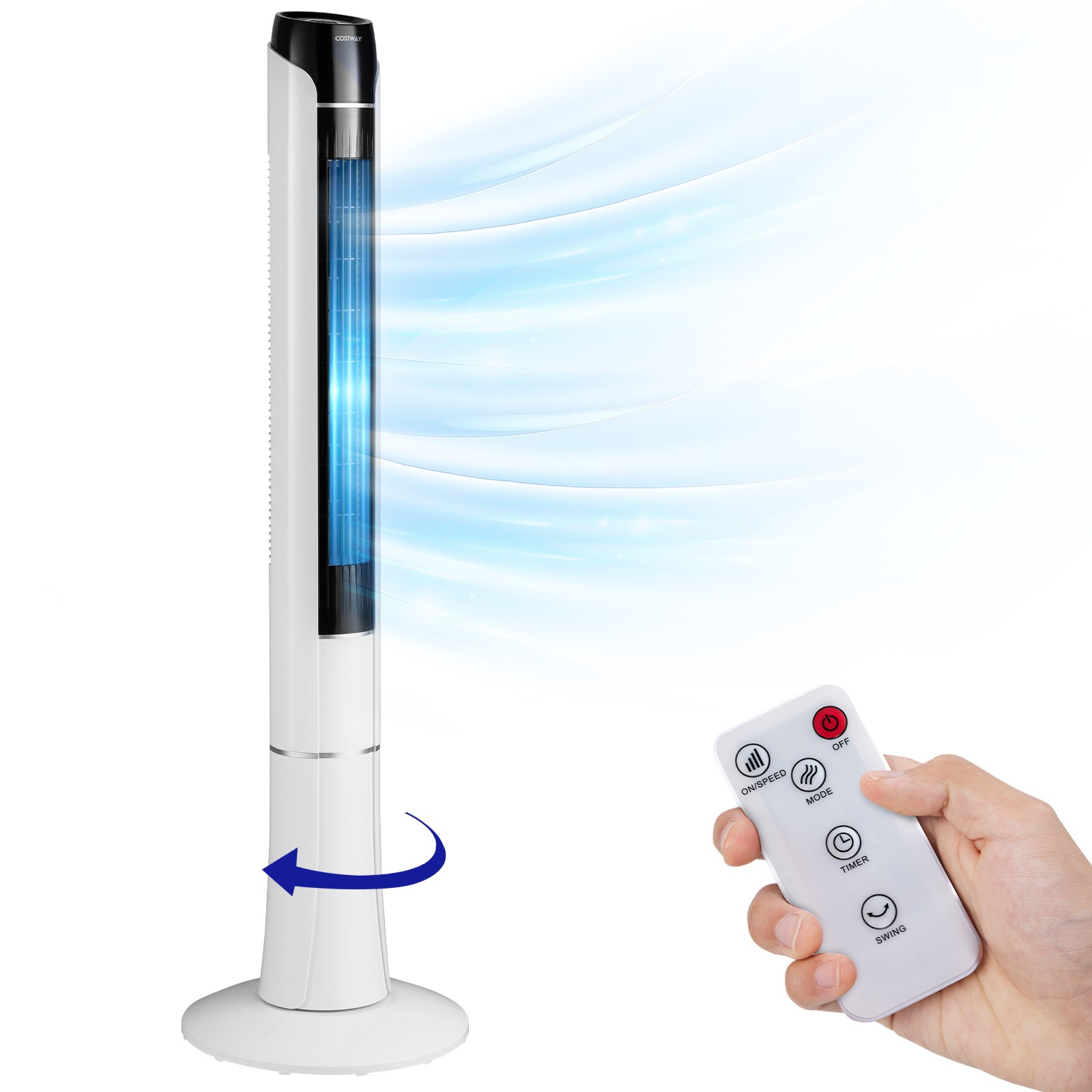 48" Tower Fan 80°Oscillating Bladeless Fan w/ Remote Control LED Display & Timer gallery