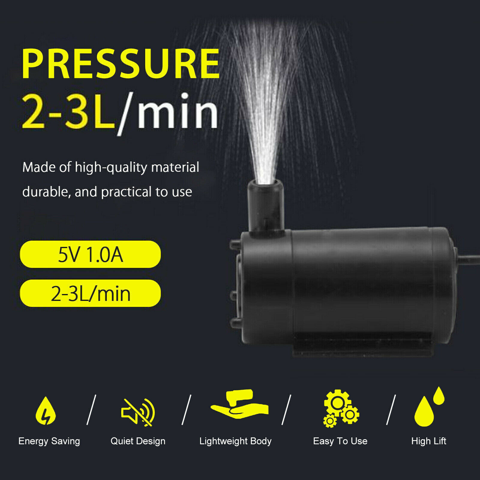 Water Pump Mini Mute Submersible USB 5V 1M Cable Garden Fountain Tool Fish Tank gallery