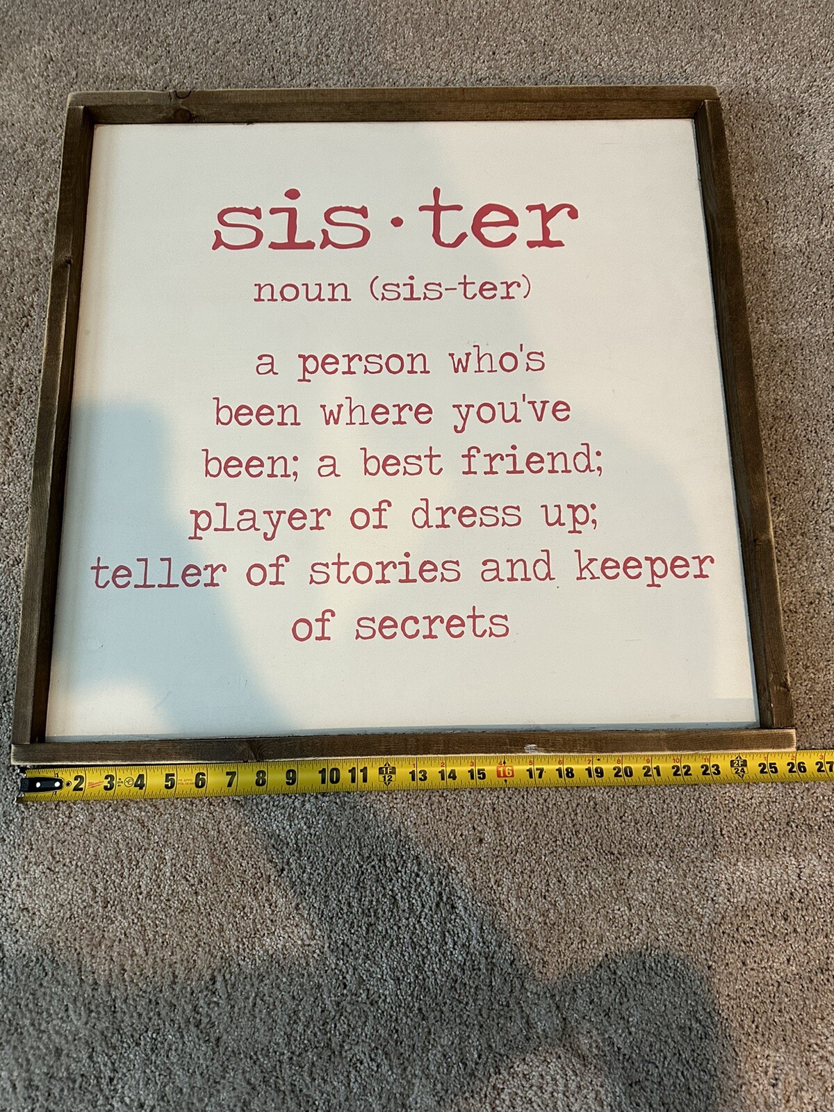 SISTER WALL ART Wood Frame Definition Picture Plague Decor 26 L X 25 1/2 H gallery