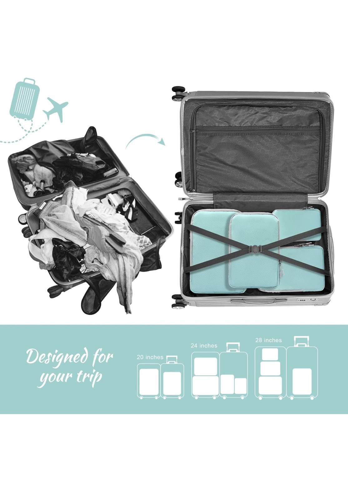 Compression Packing Cubes for Suitcases, Travel Essentials Expandable Travel Bag gallery