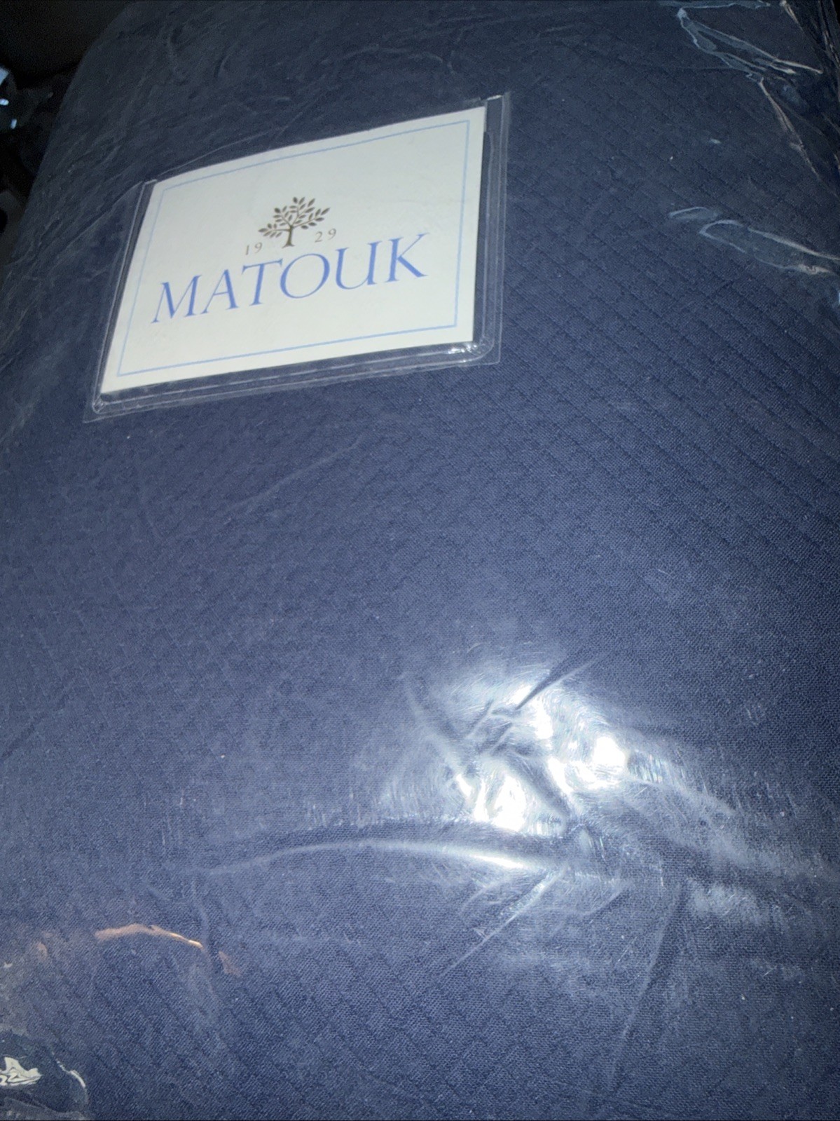 Matouk King Coverlet Elliot Diamond Pique Navy Cotton Polyester New USA gallery