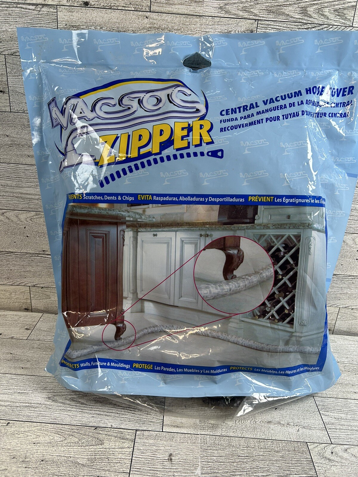 Vacsoc/Plastiflex - 30' Zipper Central Vac Hose Cover Grey Black gallery