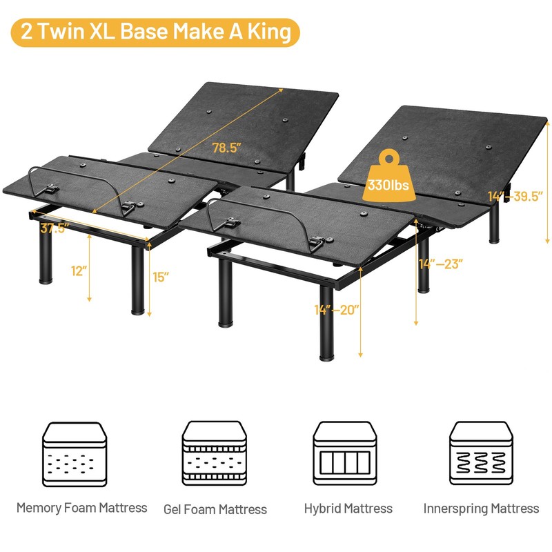 Electric Adjustable Bed Base Remote Control Dual USB Easy AssembleTwin XL gallery