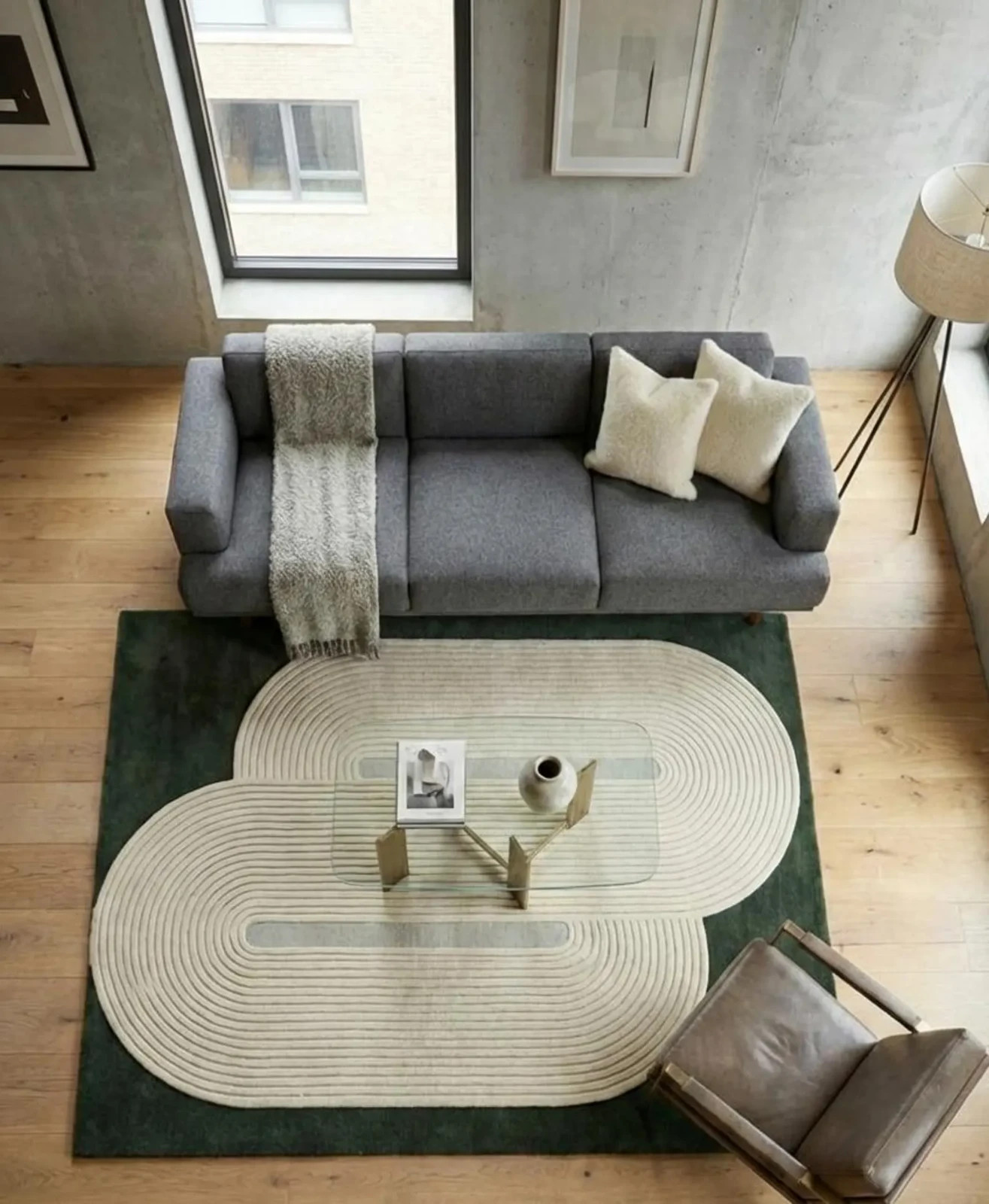 Modern Abstract Oval Area Rug, Green Beige Living Room Carpet, Scandinavian gallery