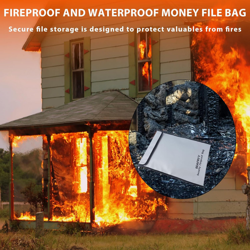 3 Pcs Fireproof Waterproof Money Important Document Bag(2000?),Fire Proof Bag fo gallery