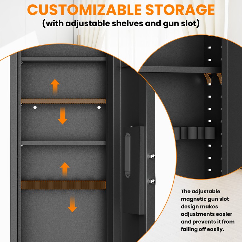 53" Tall Wall Safe Between Stud, Hidden in Wall Gun Safe with Adjustable Shelf gallery