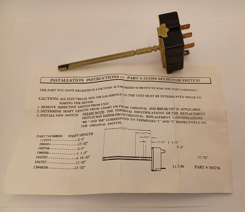4331677 Roper Range Bake & Broil Selector Switch 313594 gallery