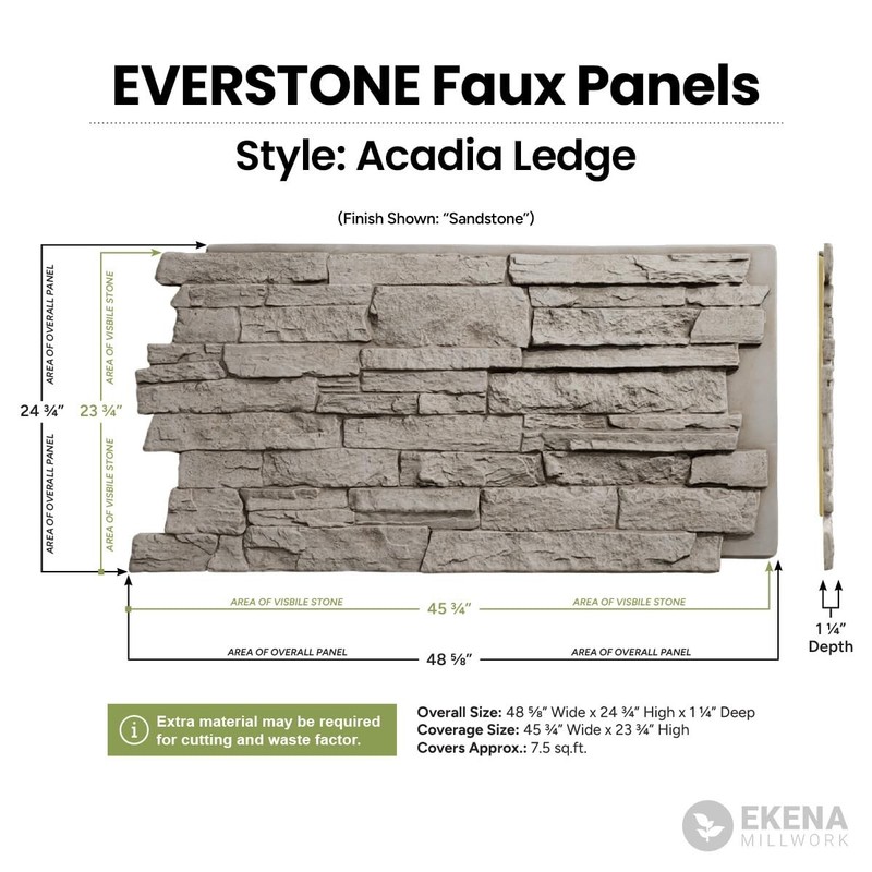 Ekena Millwork Everstone Acadia Ledge Faux Stone Panel 49W X 25 1/2H X 1 1/4D gallery