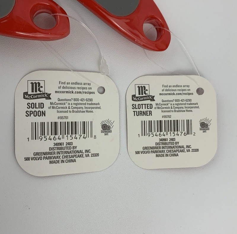 McCormick Red Melamine Solid Spoon & Slotted Turner Cooking Utensils Set of 2 gallery