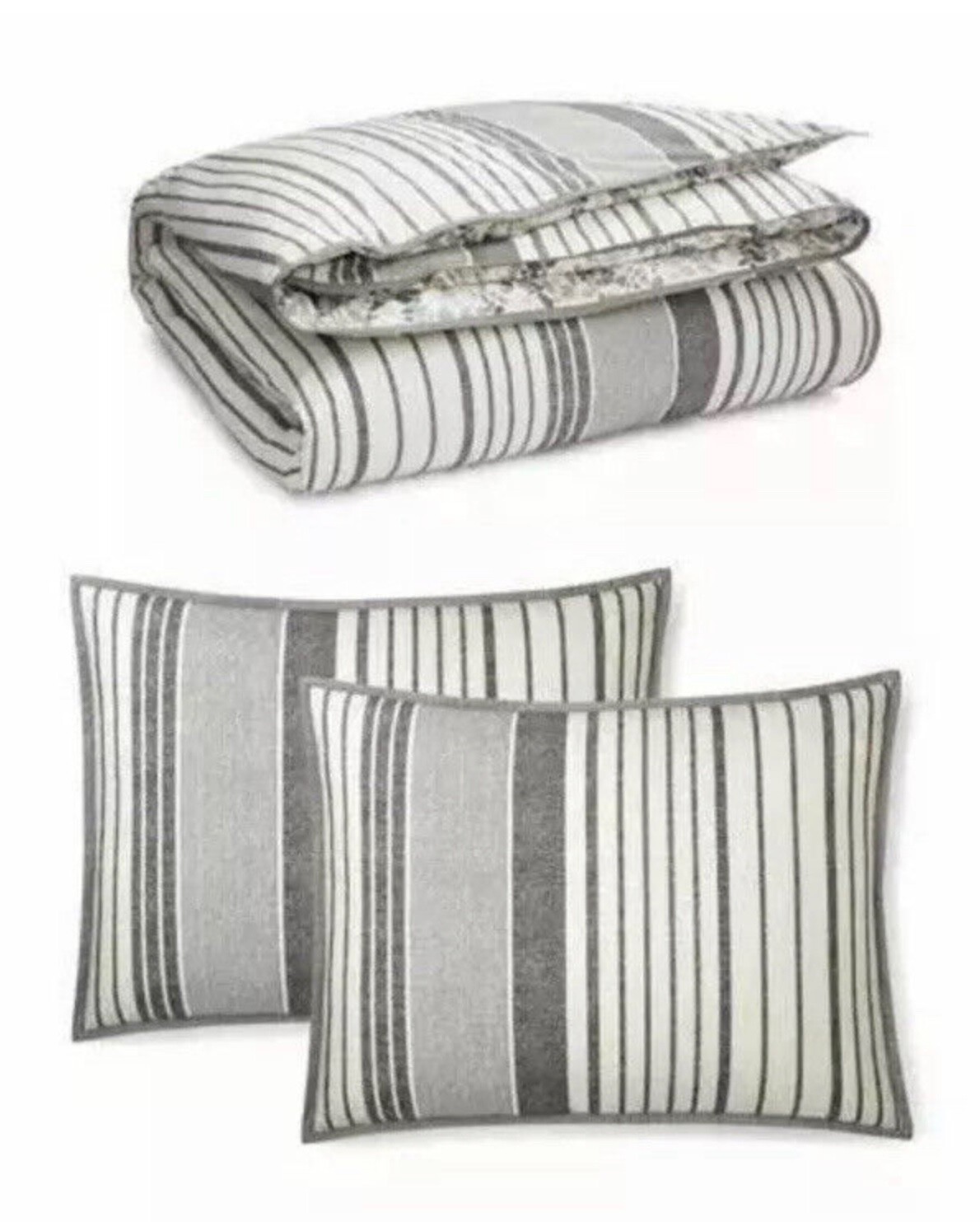 Ralph Lauren Devon Stripe Reverses to Floral Duvet Cover w/ Shams NWT $350 King gallery