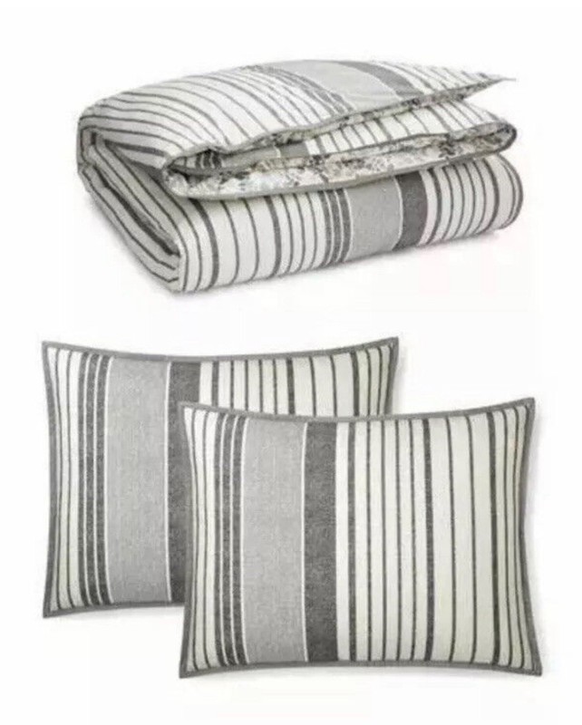 Ralph Lauren Devon Stripe Reverses to Floral Duvet Cover w/ Shams NWT $350 King gallery