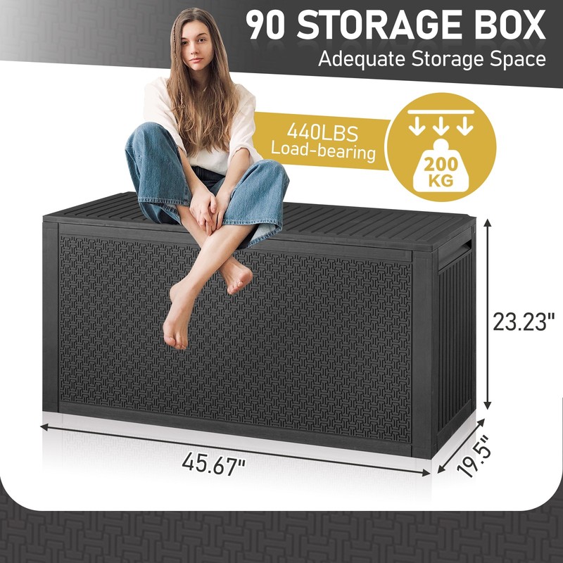 90 Gallon Plastic Deck Storage Container Box In/Outdoor Patio Garden Furniture gallery