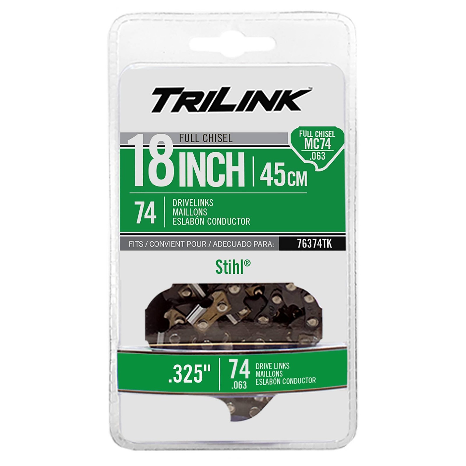 Chain Pre-Cut Loop 74 Dl .325", .063", Chisel Reduced Kickback 76374TK gallery
