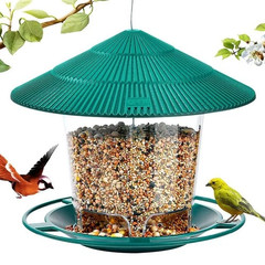 Round Hanging Bird Feeder Squirrel Proof 1000ml Large Auto-Dispense Seed Green