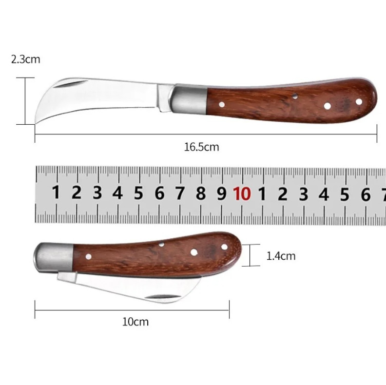 1pc Folding Grafting Knife Professional Pruning Cutter with Wooden Handle - NEW gallery