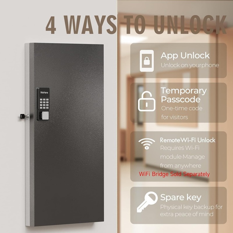 WeHere 120 Key Lock Box Wall Mount, APP 120 keys(smart), Black gallery