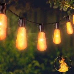 Flickering Flame String Lights,22Ft 20LED Lights for Outside,Plug in Garden Ligh