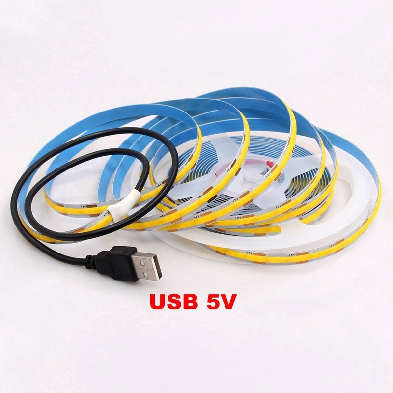 COB LED Strip Light Flexible Tape Lights Home DIY Lighting Warm White 5V 12V 24V gallery