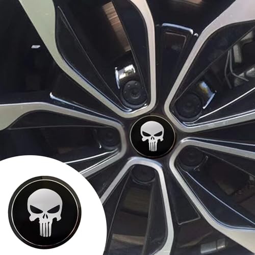 1 Pack 4 Pcs Car Hub Center Cap Decal, Wheel Cover Skull Pattern Black gallery
