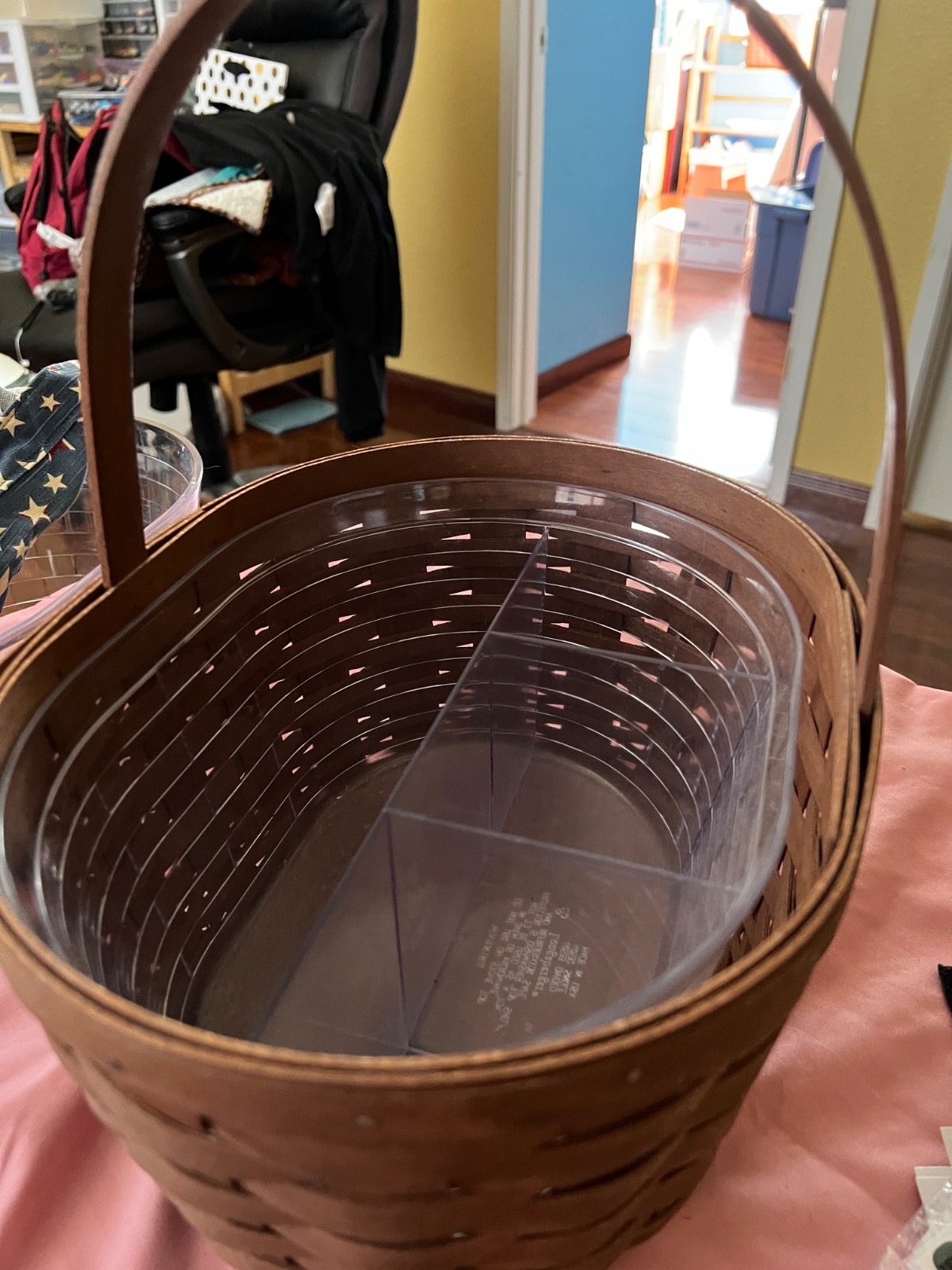 2008 Longaberger Rich Brown Oval Spring Basket With 2 Hard Protector and liner gallery