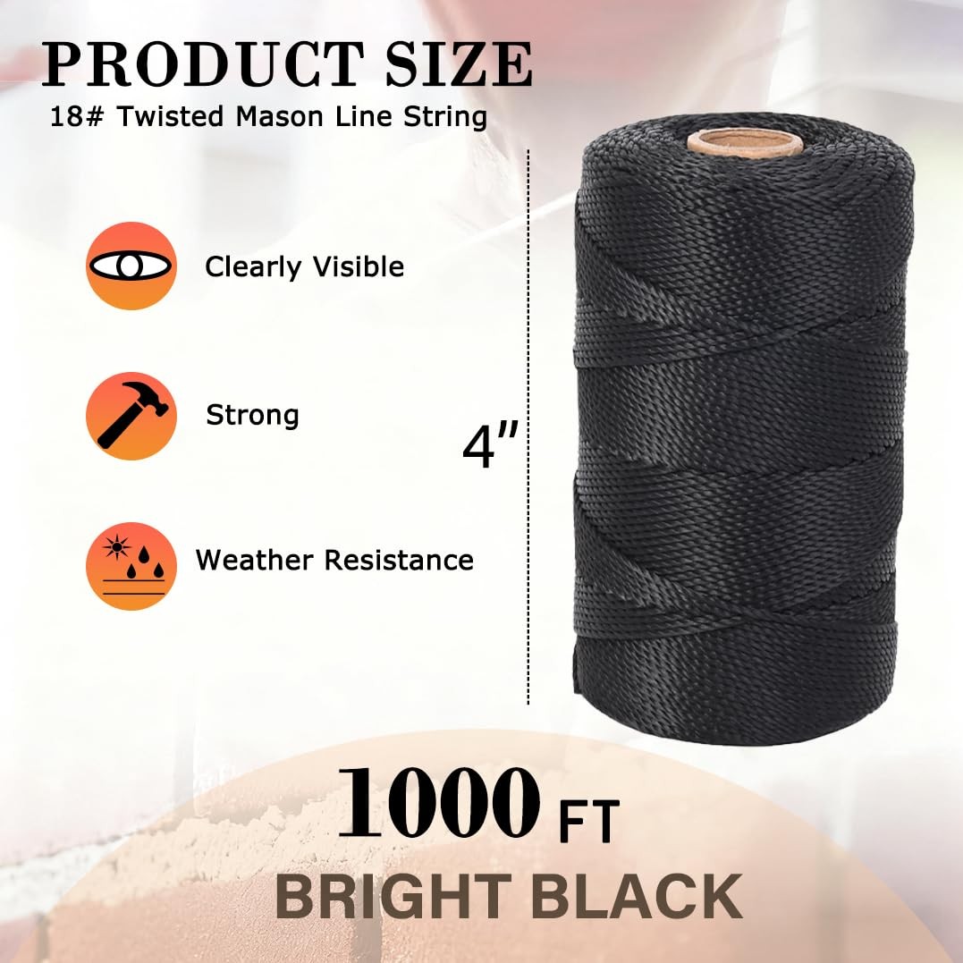 UV Resistant Black Nylon Mason Line String 1000ft #18 Heavy Duty Layout Twine... gallery