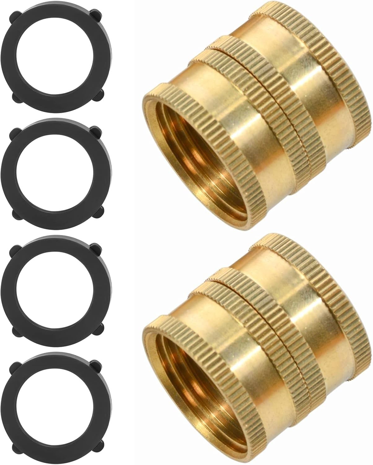 2 Pack 3/4 Inch Garden Hose Connector Dual Swivel Male to Male Double Female Fit gallery