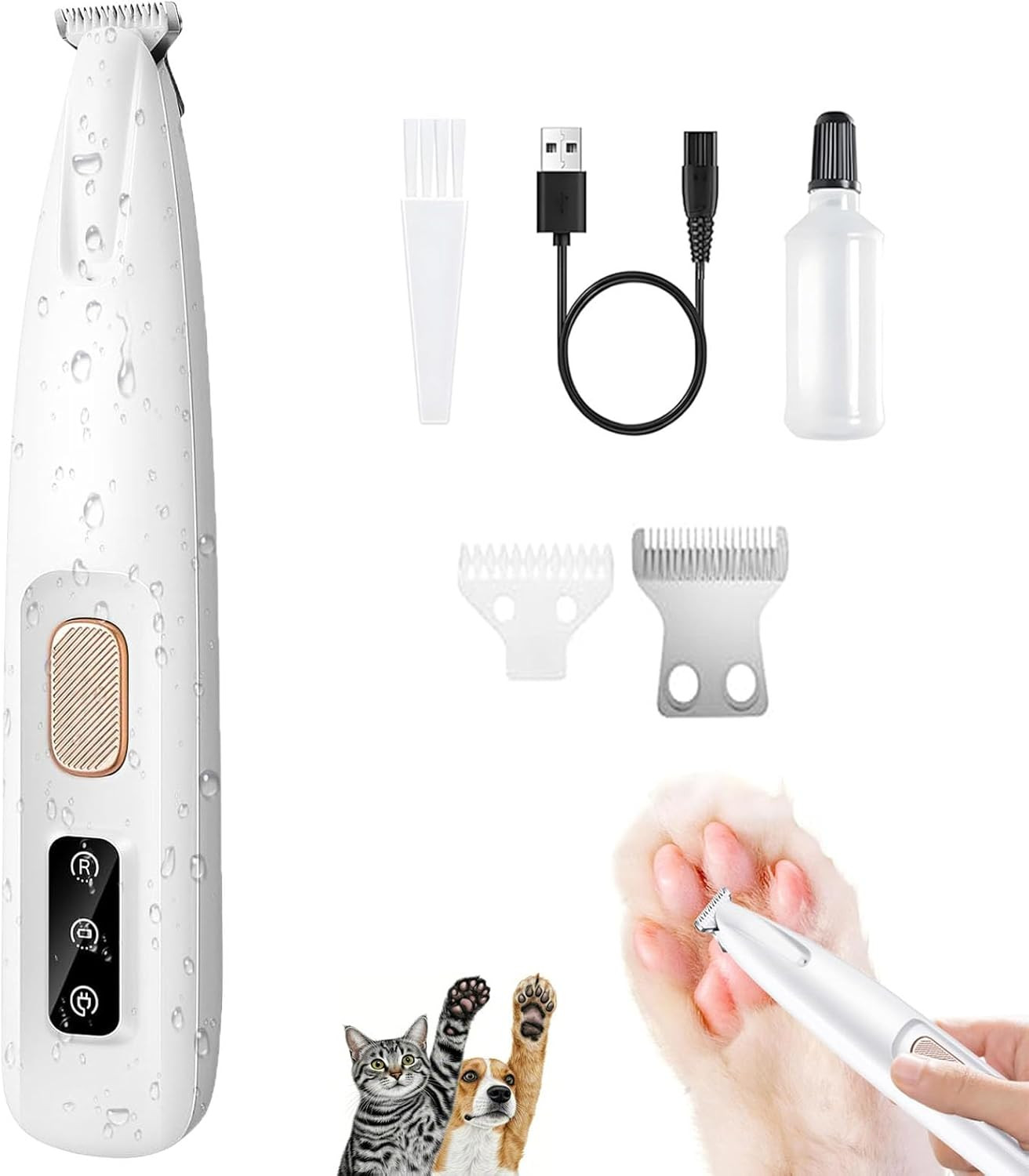 1PC Dog Paw Trimmer with LED Light,35Db Low Noise Precision Pet Paw Trimmer for gallery