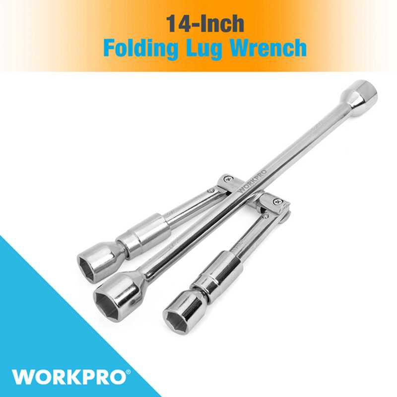 WORKPRO 14 Inch Universal Folding Lug Wrench 4-Way Tire Iron Wrench Cross Wrench gallery