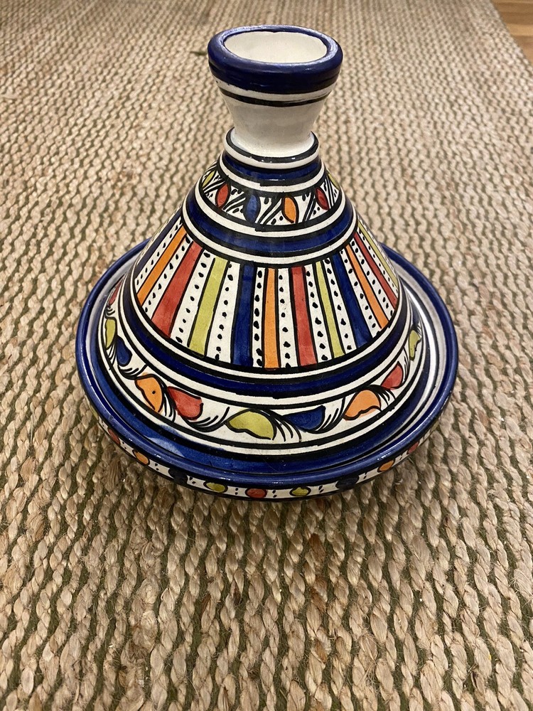 Moroccan Tagine Handmade Serving Ceramic Vivid Color Dish 8.5”