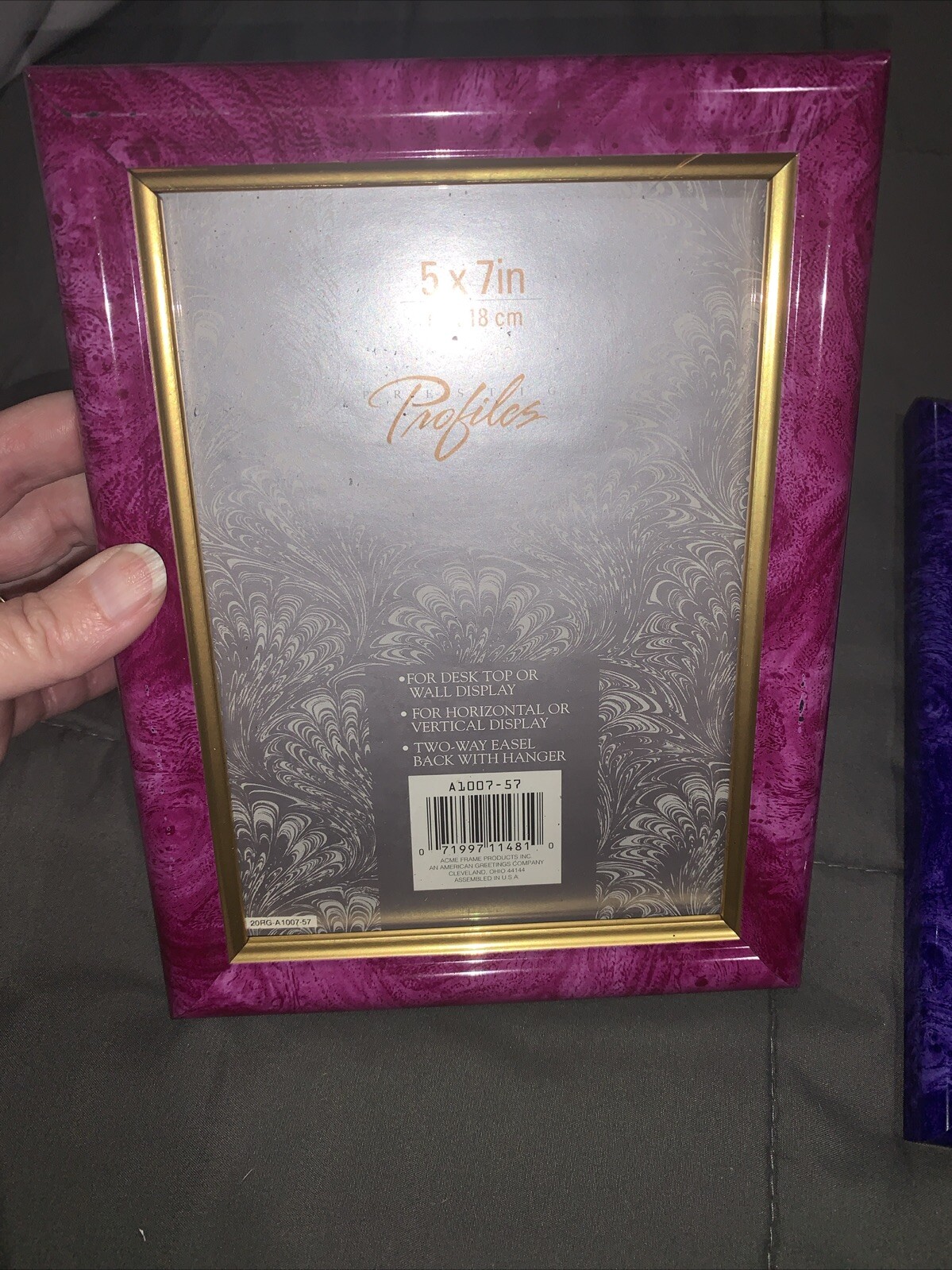 Retro Marbled Pink & Purple 5”x7” Portrait Or Landscape Photo Frame Plastic gallery